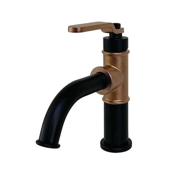 Whitaker Single-Handle Bathroom Faucet W/Push Pop-Up, Black/Rose Gold